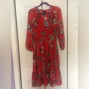 Talbots red with navy floral print.  Size Large.   New with tags.